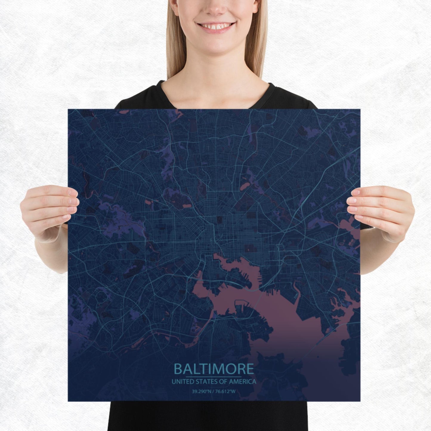 Baltimore Blue and Purple Paper Map
