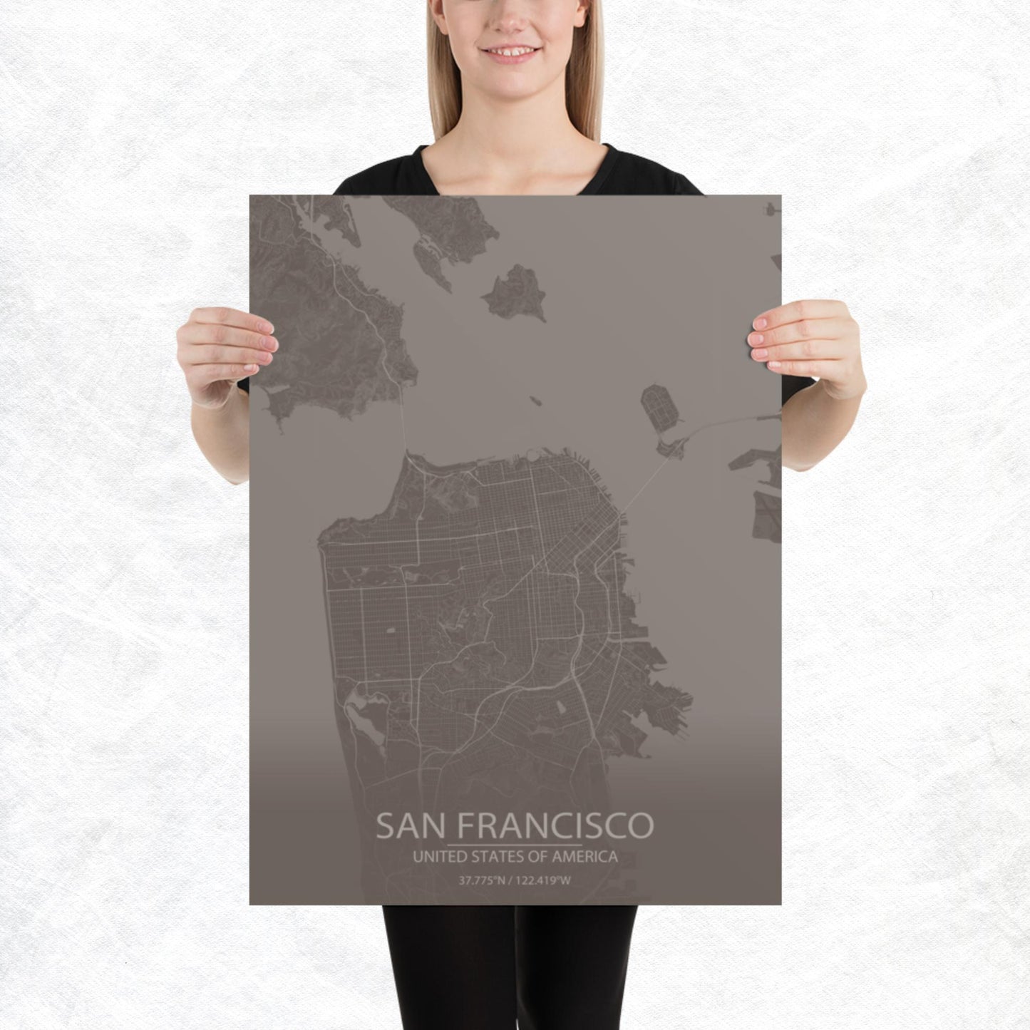 San Francisco Brown and Grey Paper Map