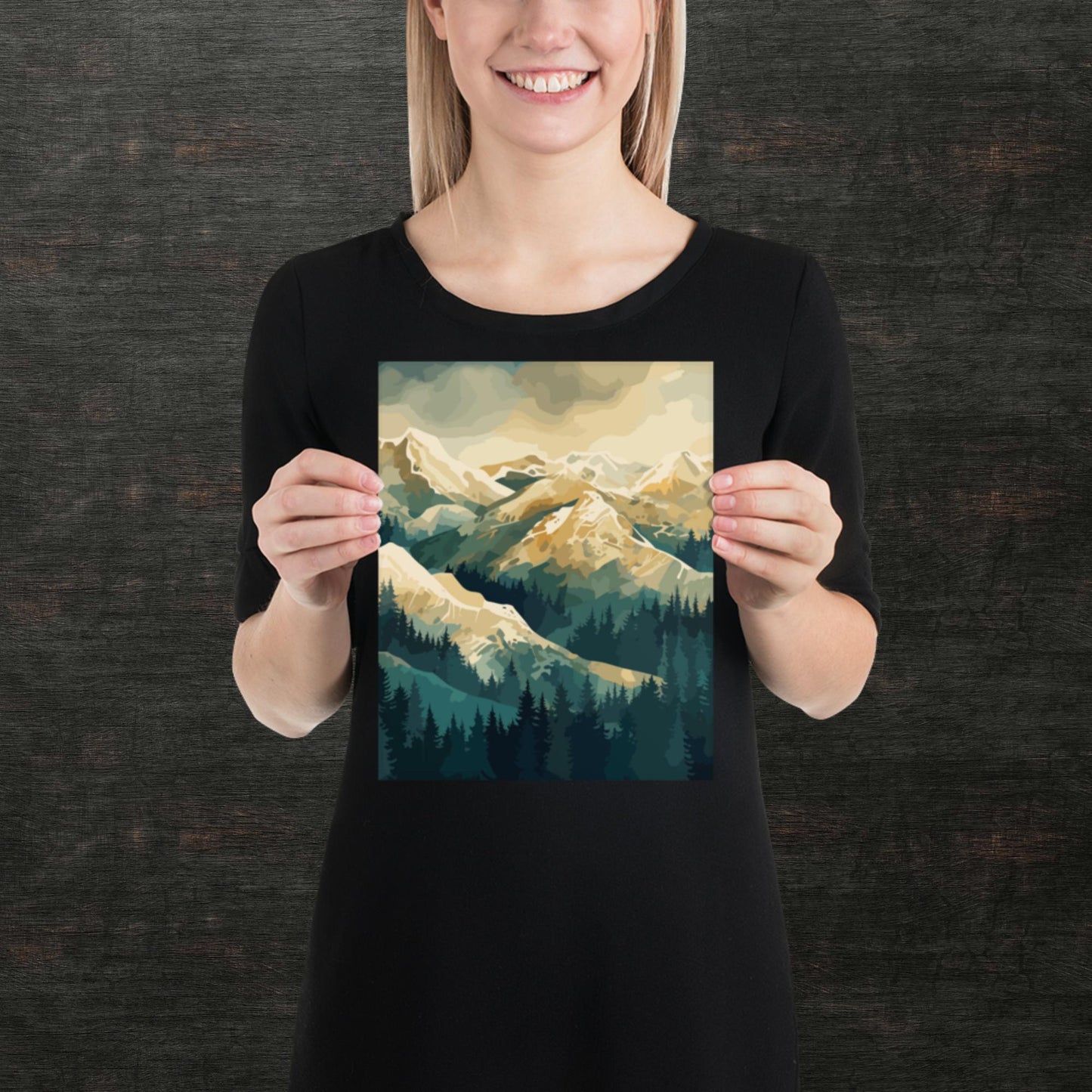 Winter Forest Mountains Paper Poster