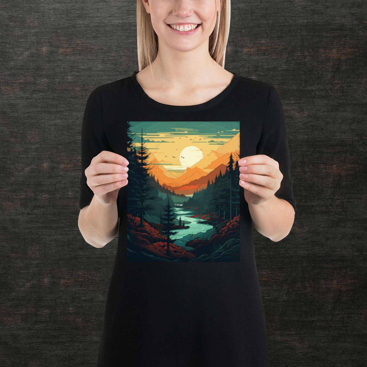 Forest River Sunset Paper Poster