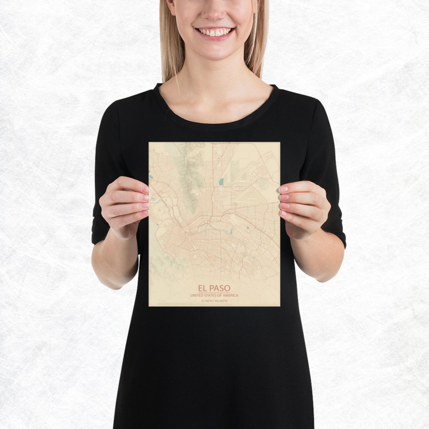 El Paso Vintage Style Paper Map