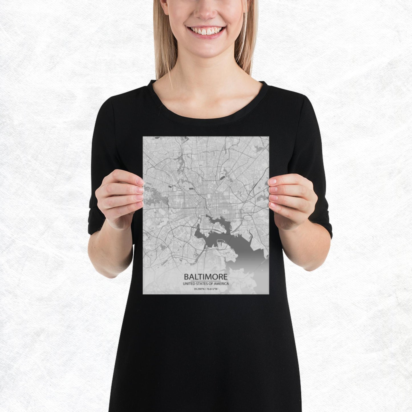 Baltimore Light Grey Paper Map