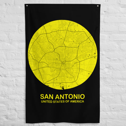 San Antonio Circular Yellow Flag Map