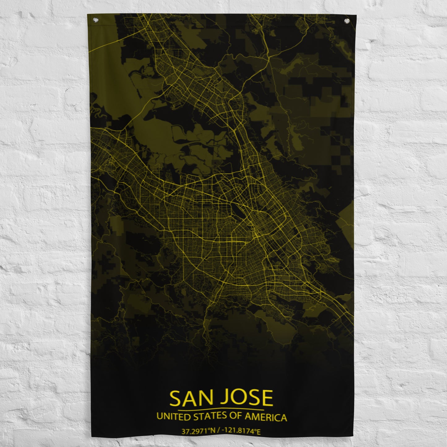 San Jose Black and Yellow Flag Map