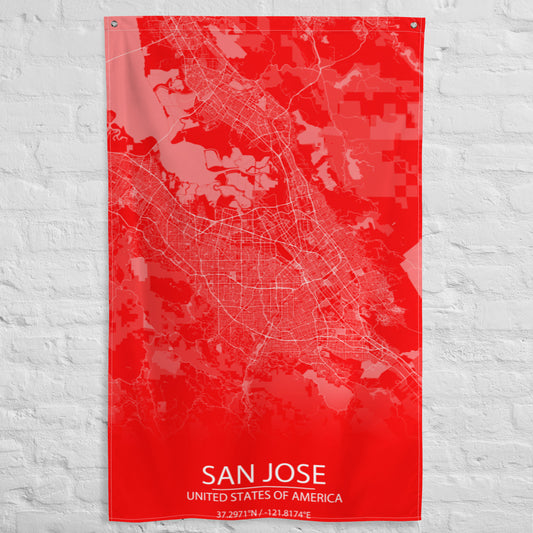San Jose Red and White Flag Map