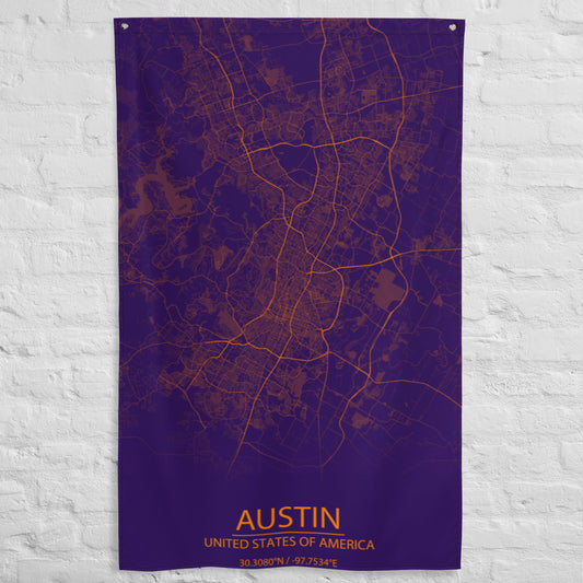 Austin Purple and Orange Flag Map