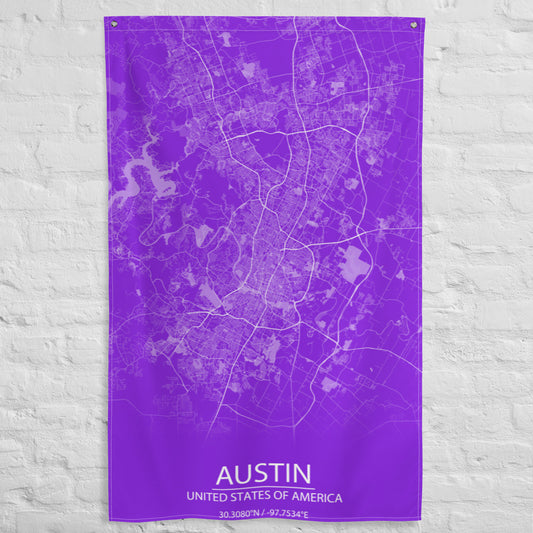 Austin Purple and White Flag Map