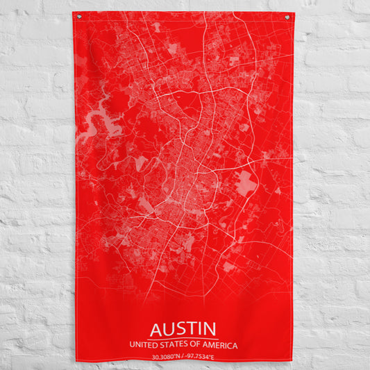 Austin Red and White Flag Map