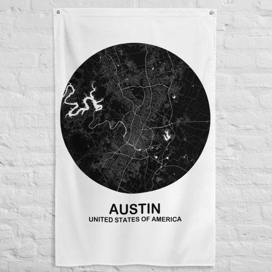Austin Circular Black Flag Map