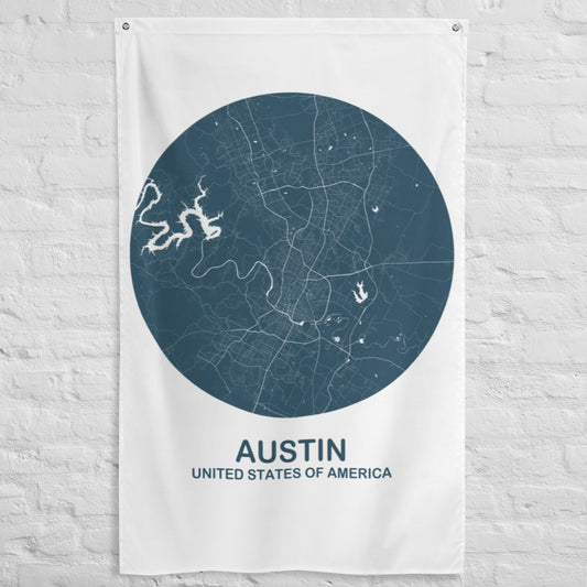 Austin Circular Blue Flag Map