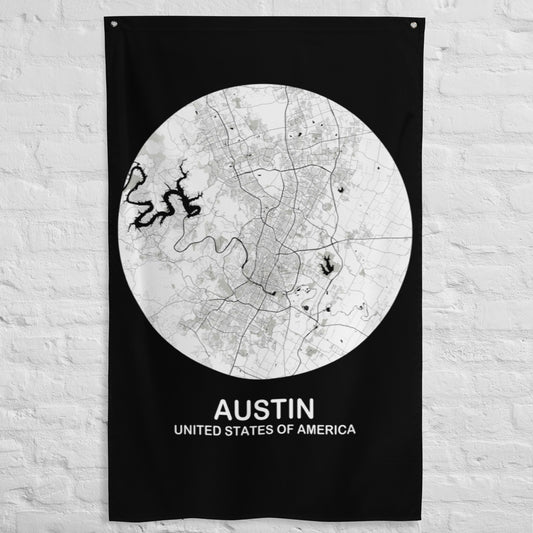 Austin Circular White Flag Map