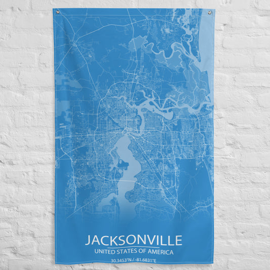Jacksonville Blue and White Flag Map