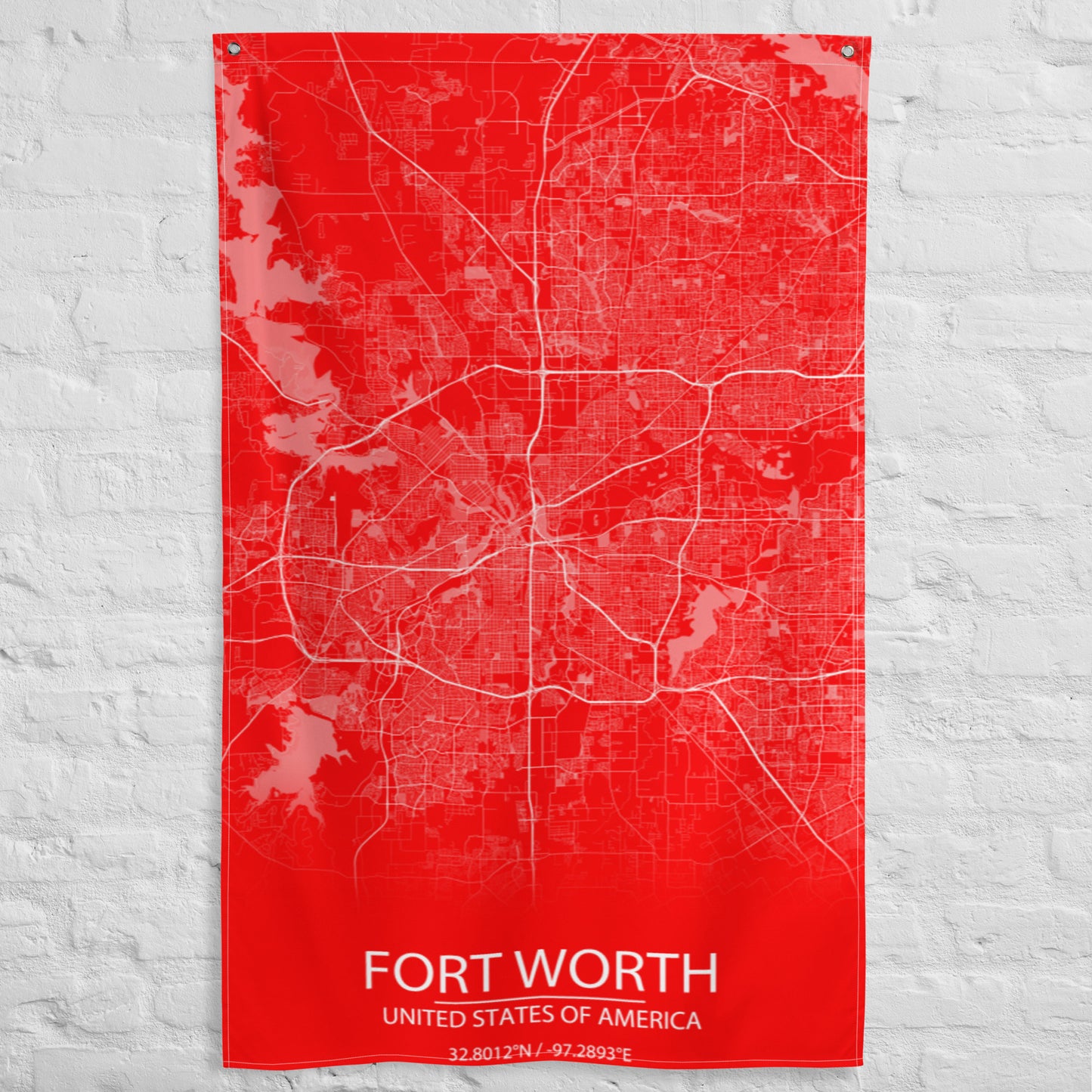 Fort Worth Red and White Flag Map