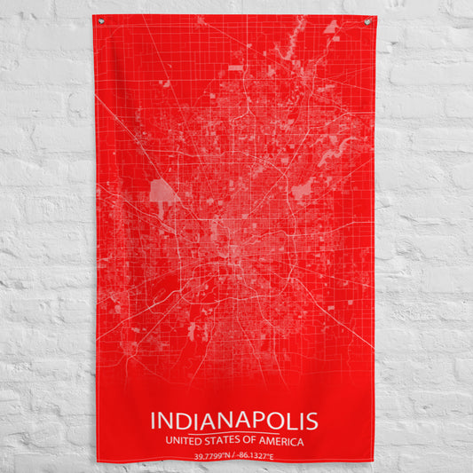 Indianapolis Red and White Flag Map
