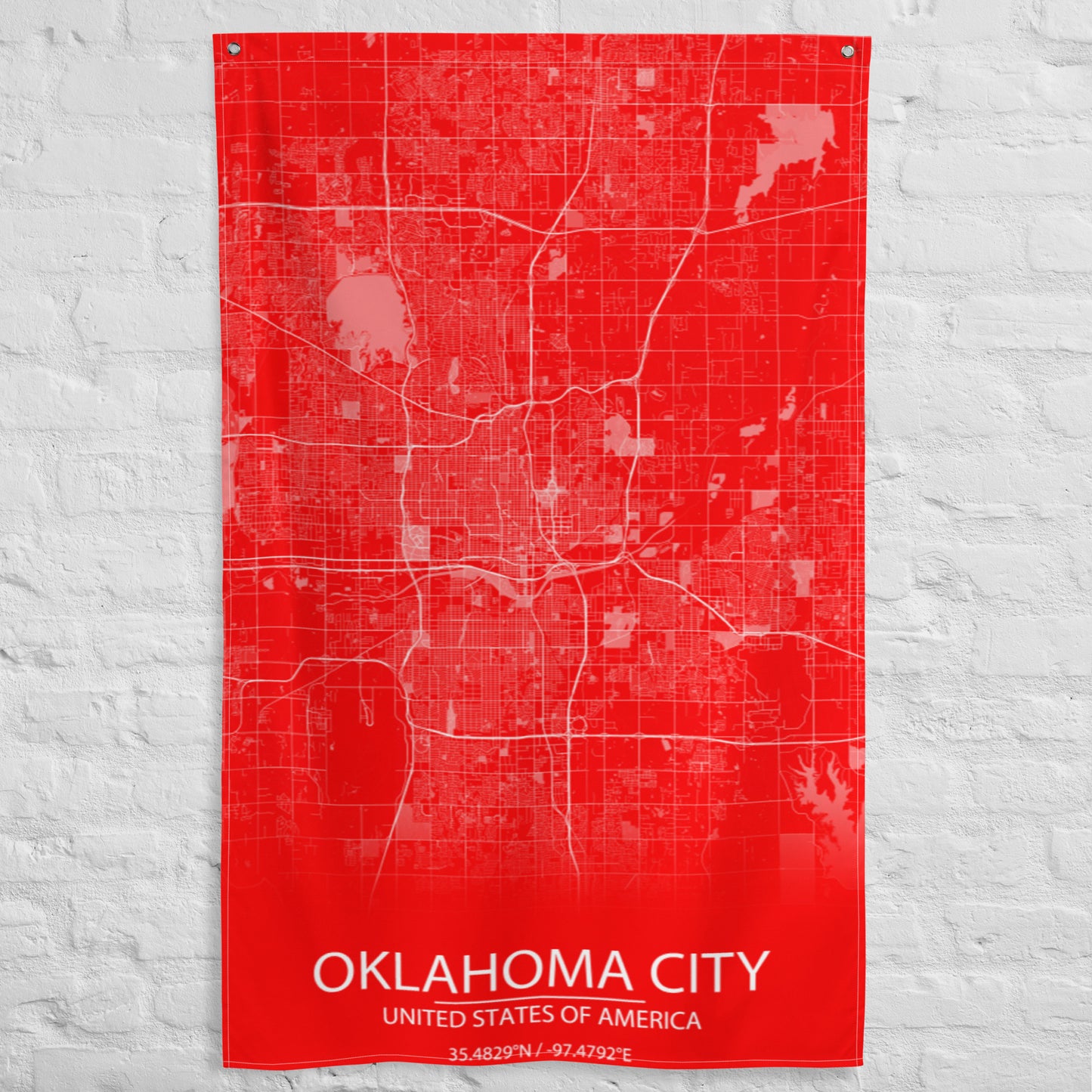 Oklahoma City Red and White Flag Map