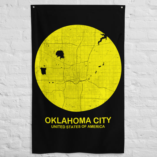 Oklahoma City Circular Yellow Flag Map