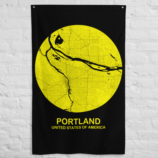 Portland Circular Yellow Flag Map