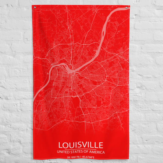 Louisville Red and White Flag Map