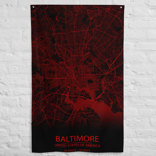 Baltimore Black and Red Flag Map