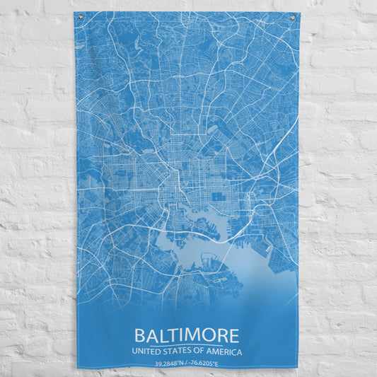 Baltimore Blue and White Flag Map