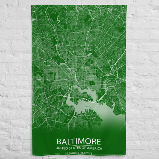 Baltimore Green and White Flag Map