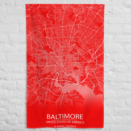 Baltimore Red and White Flag Map