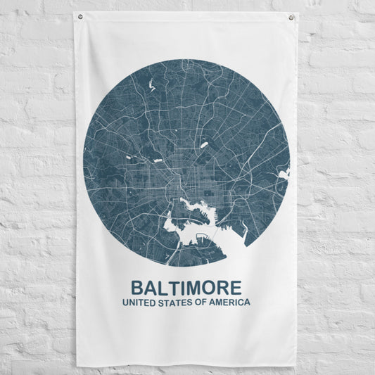 Baltimore Circular Blue Flag Map