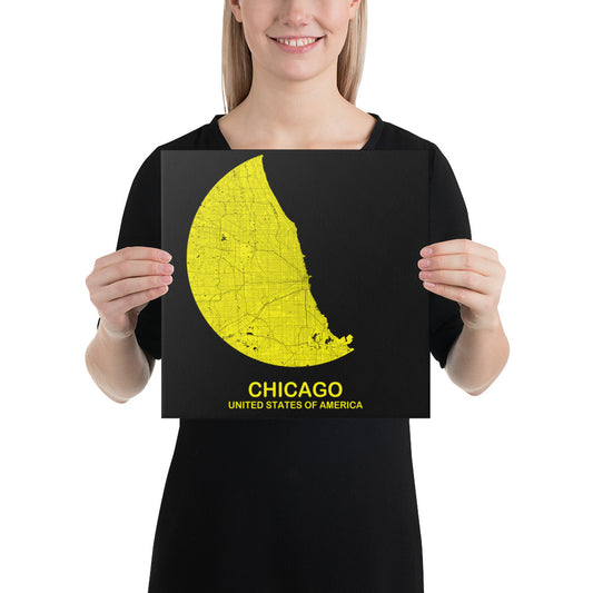 Chicago Circular Yellow Canvas Map