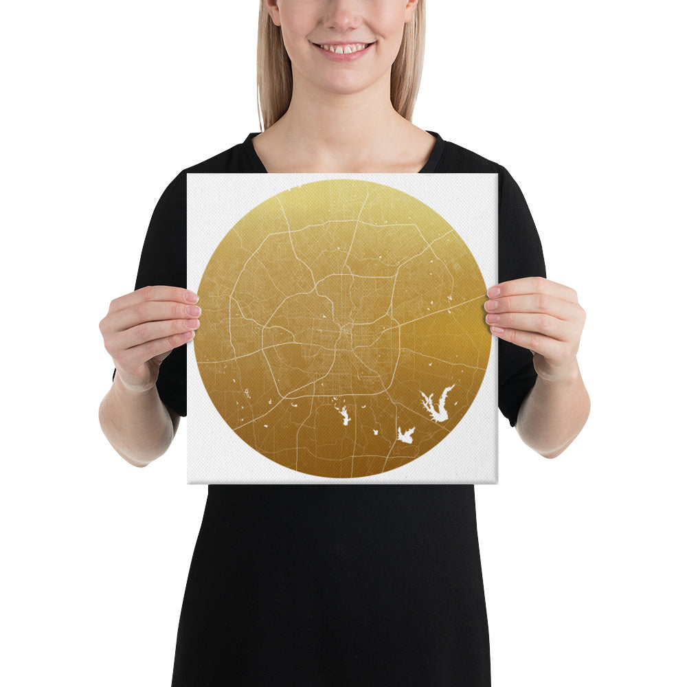 San Antonio Gold on White Canvas Map