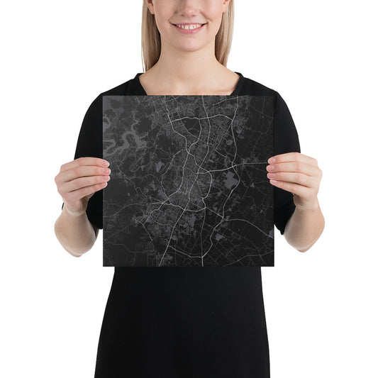 Austin Black Canvas Map