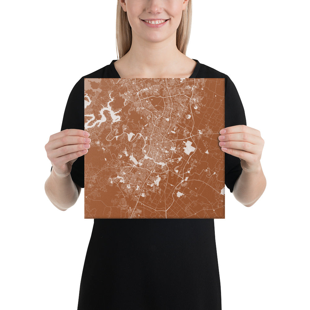 Austin Brown and White Canvas Map
