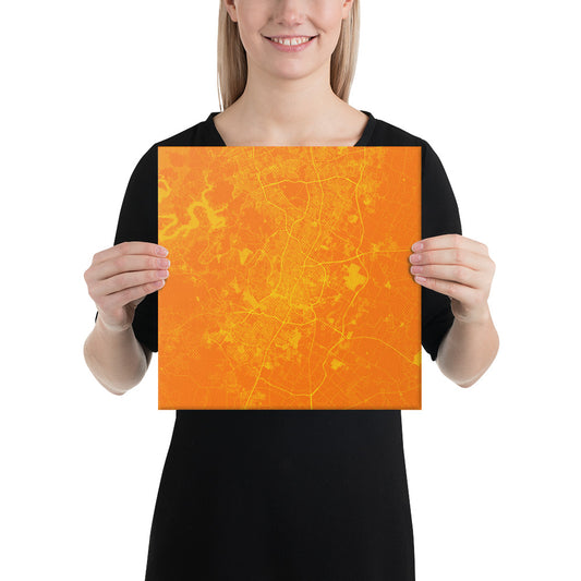 Austin Orange and Yellow Canvas Map