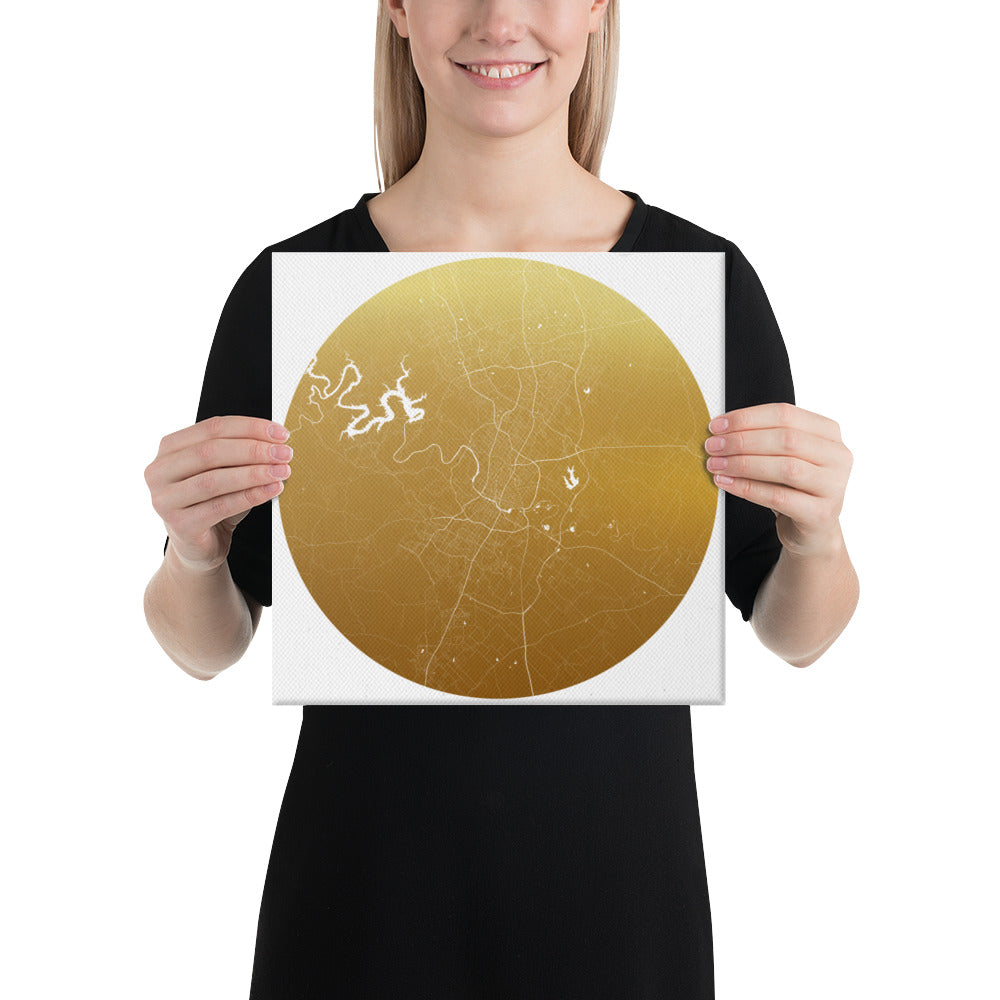 Austin Gold on White Canvas Map