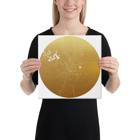 Austin Gold on White Canvas Map