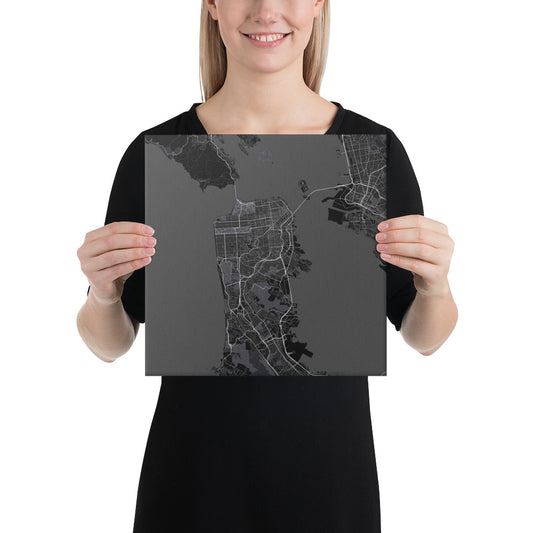 San Francisco Black Canvas Map