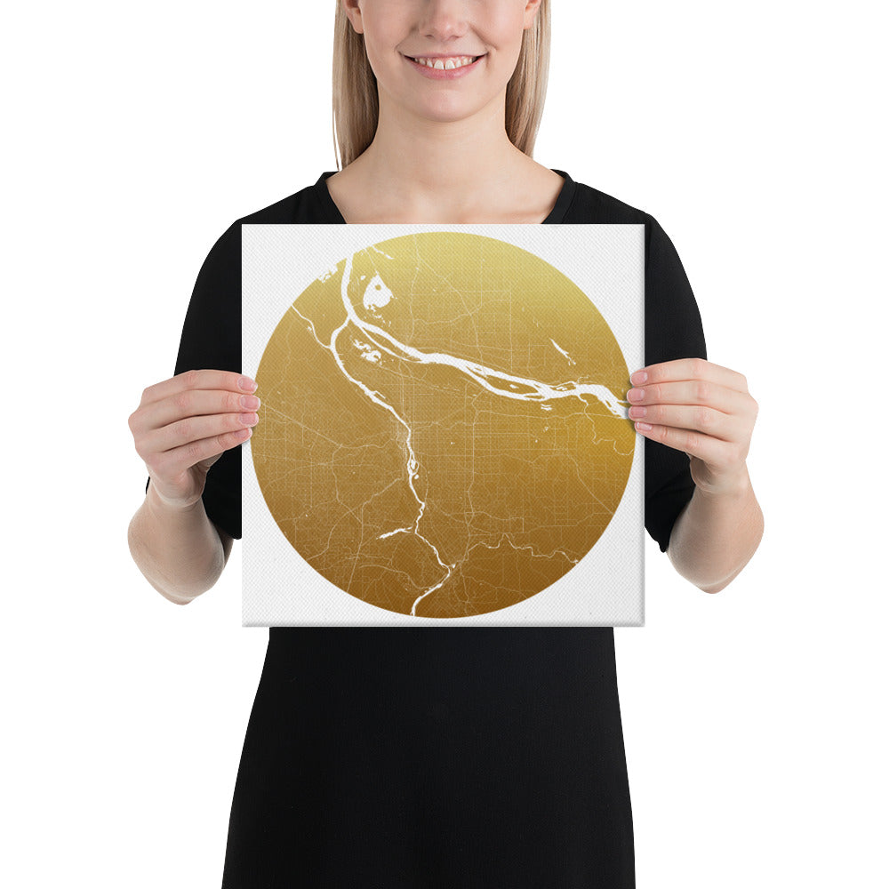 Portland Gold on White Canvas Map