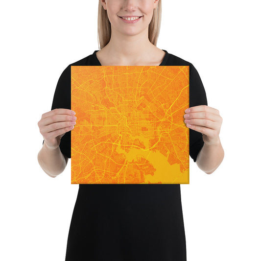 Baltimore Orange and Yellow Canvas Map