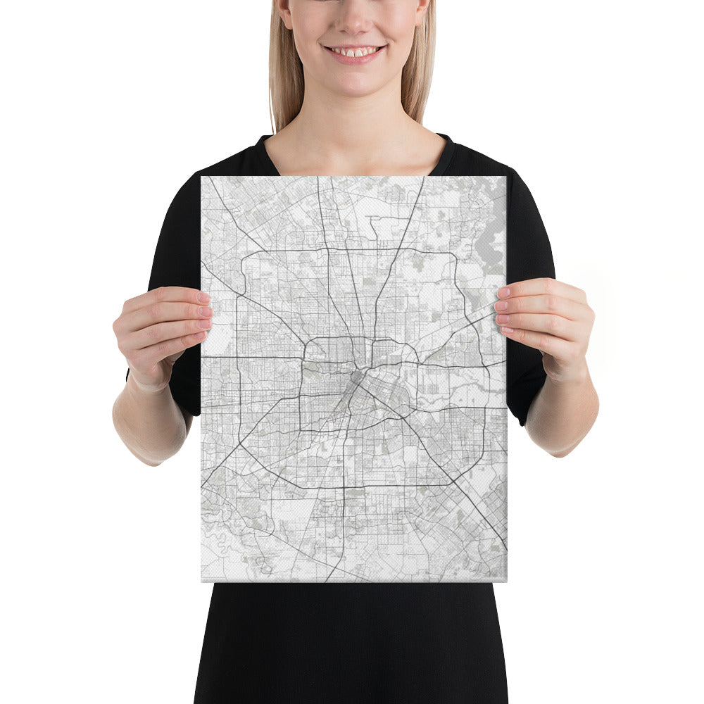 Houston White Canvas Map