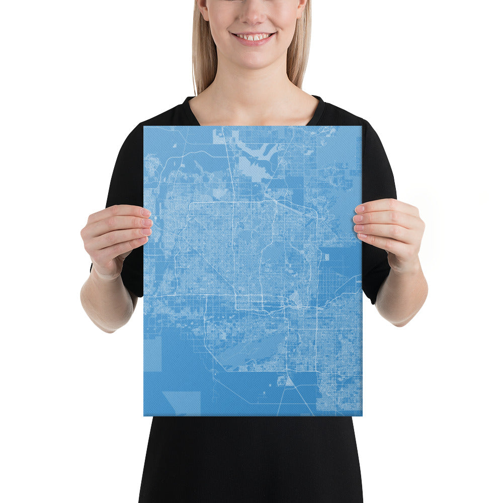 Phoenix Blue and White Canvas Map