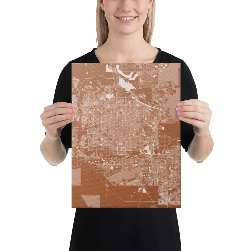 Phoenix Brown and White Canvas Map