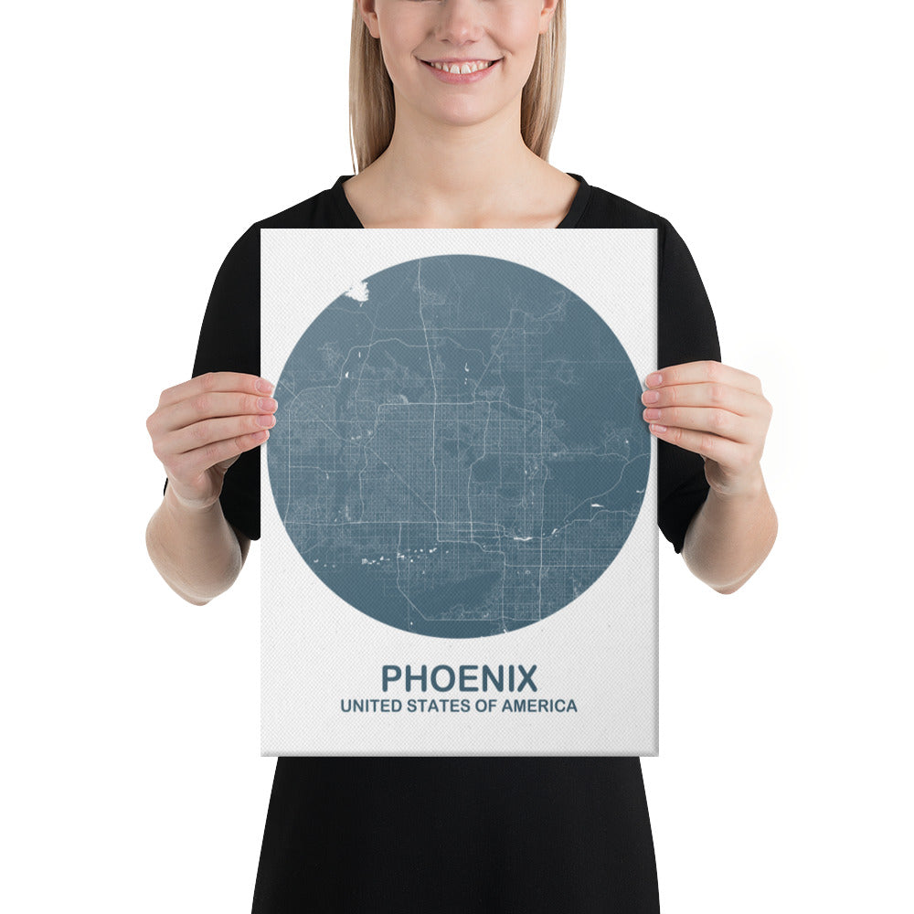 Phoenix Circular Blue Canvas Map