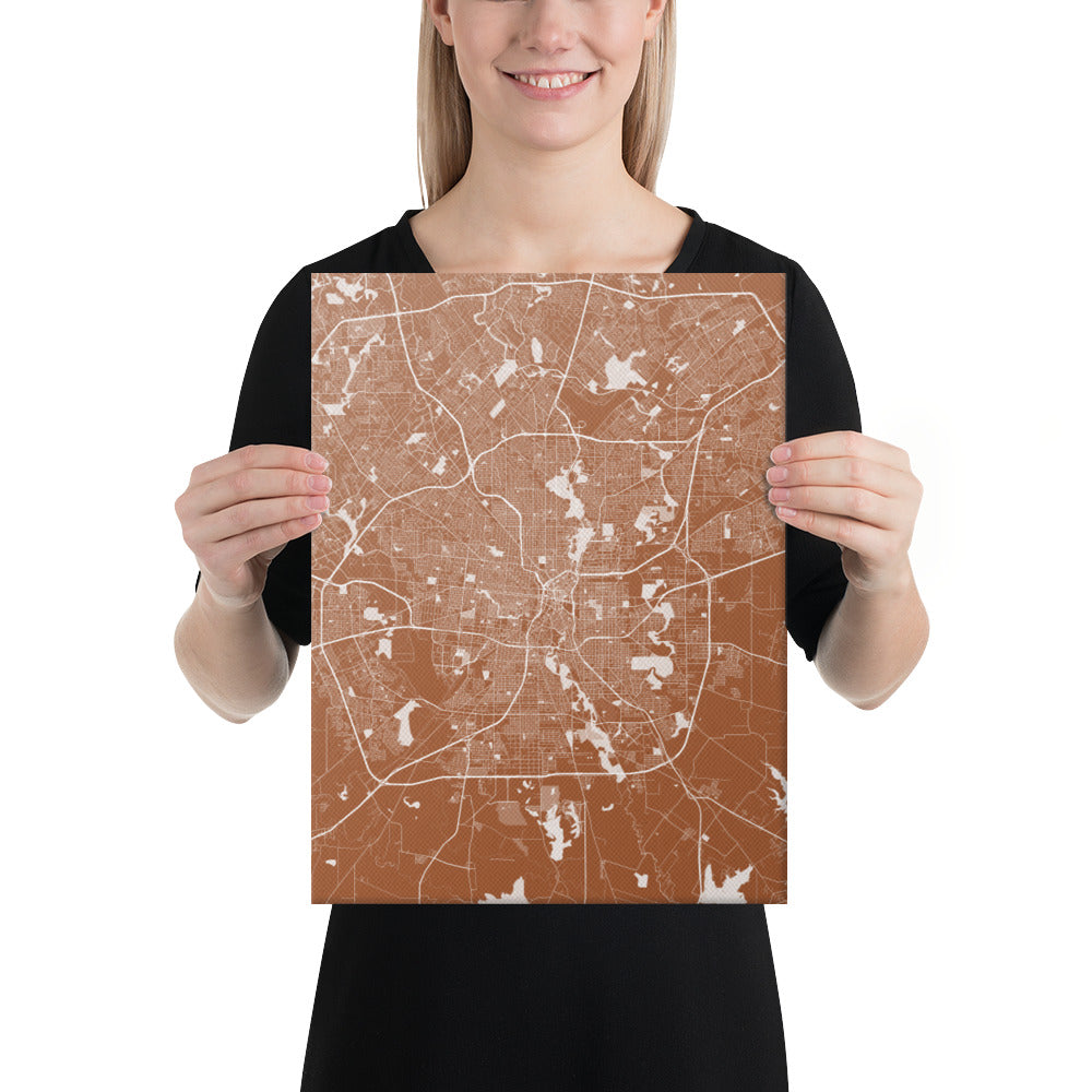 San Antonio Brown and White Canvas Map