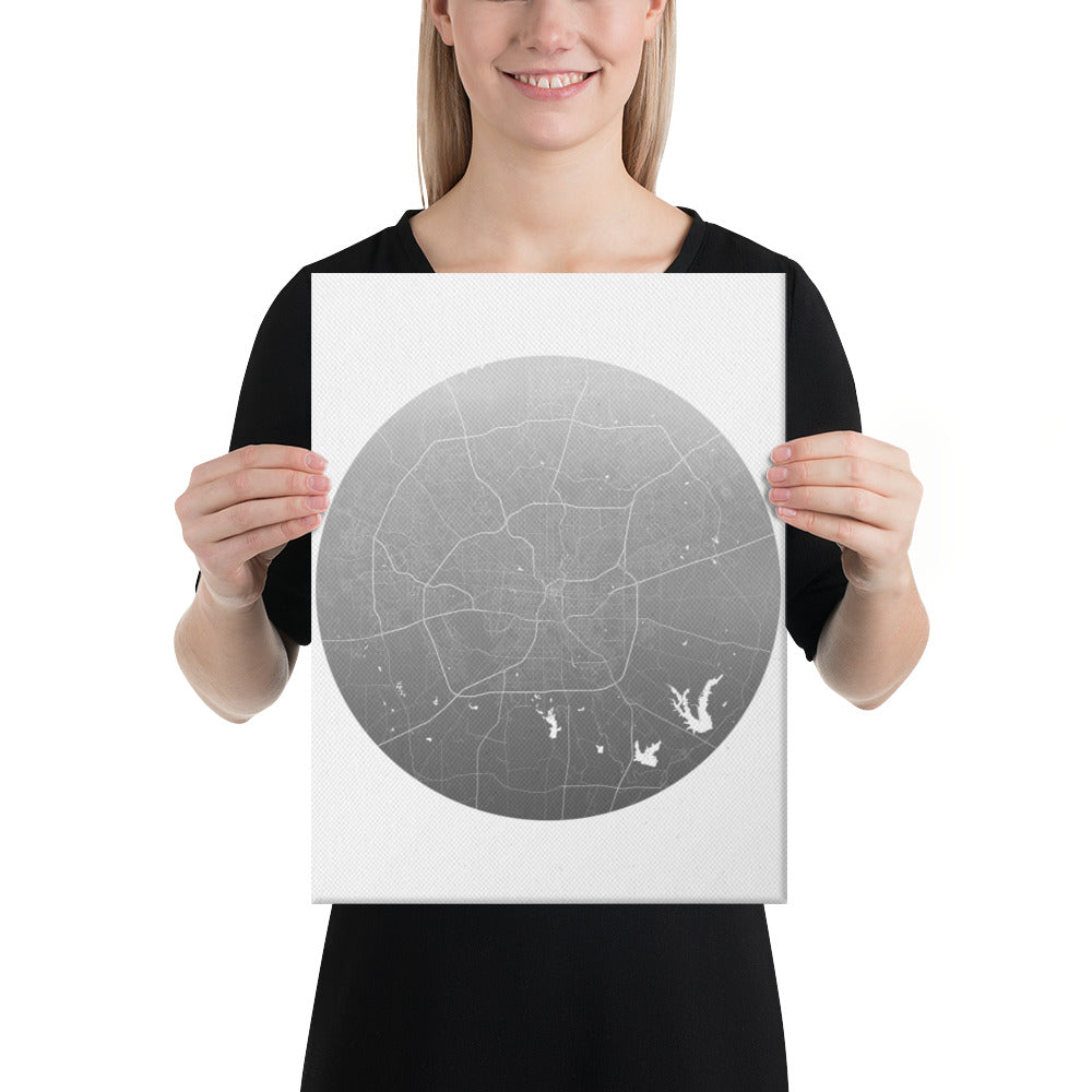 San Antonio Silver on White Canvas Map