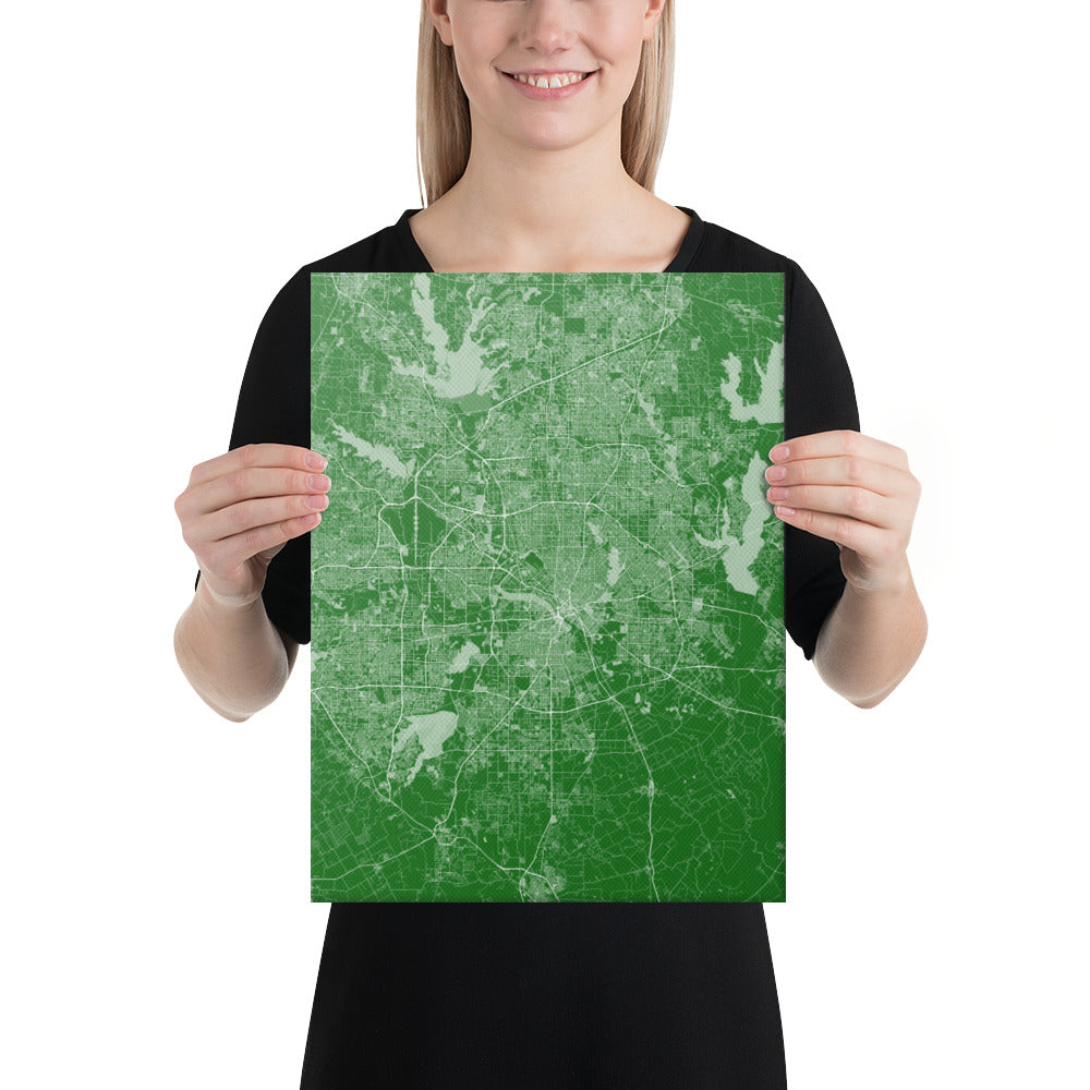 Dallas Green and White Canvas Map