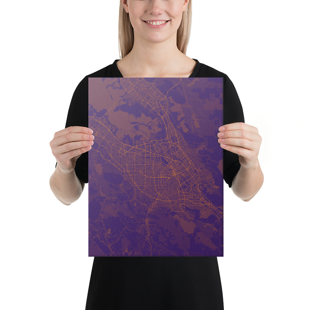 San Jose Purple and Orange Canvas Map