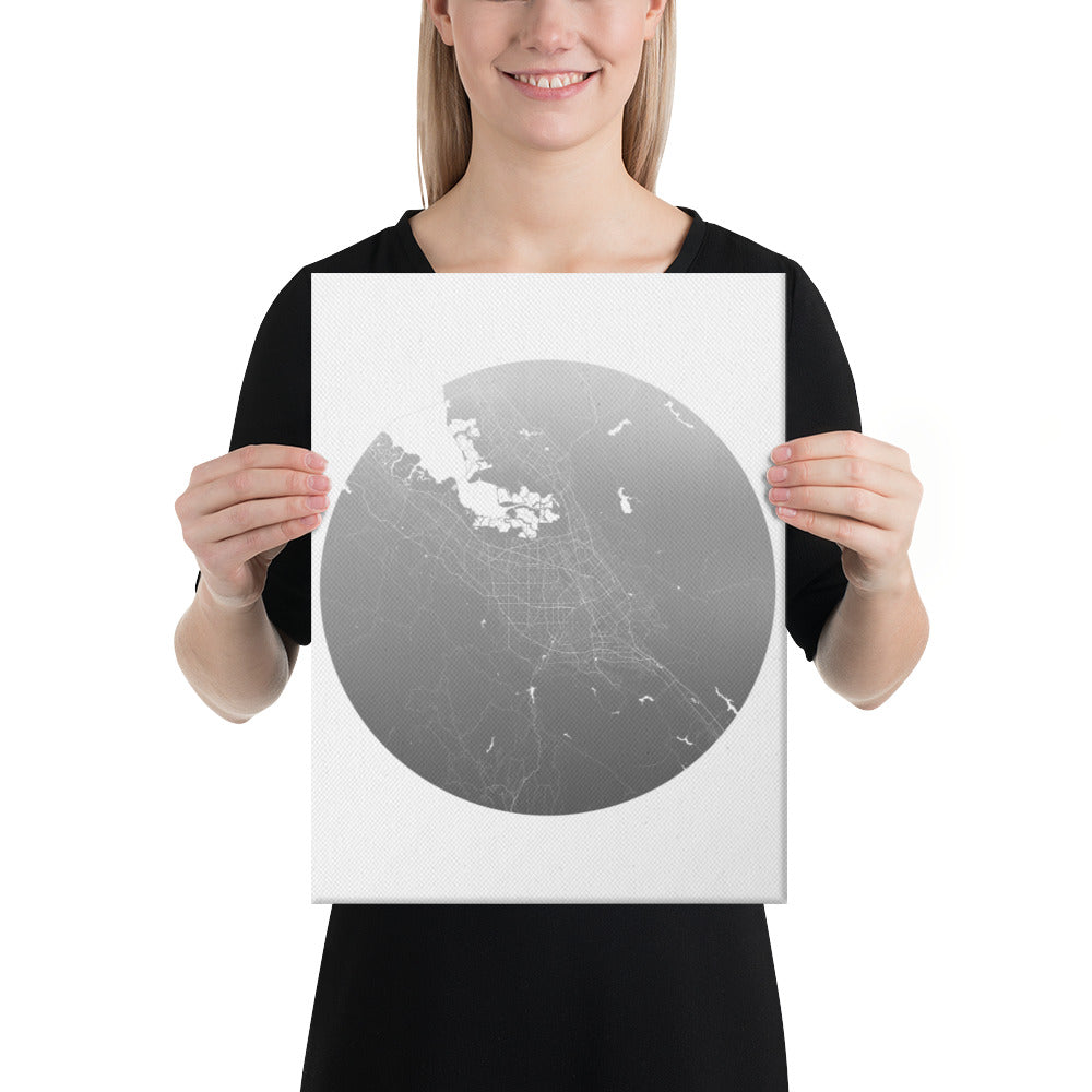 San Jose Silver on White Canvas Map