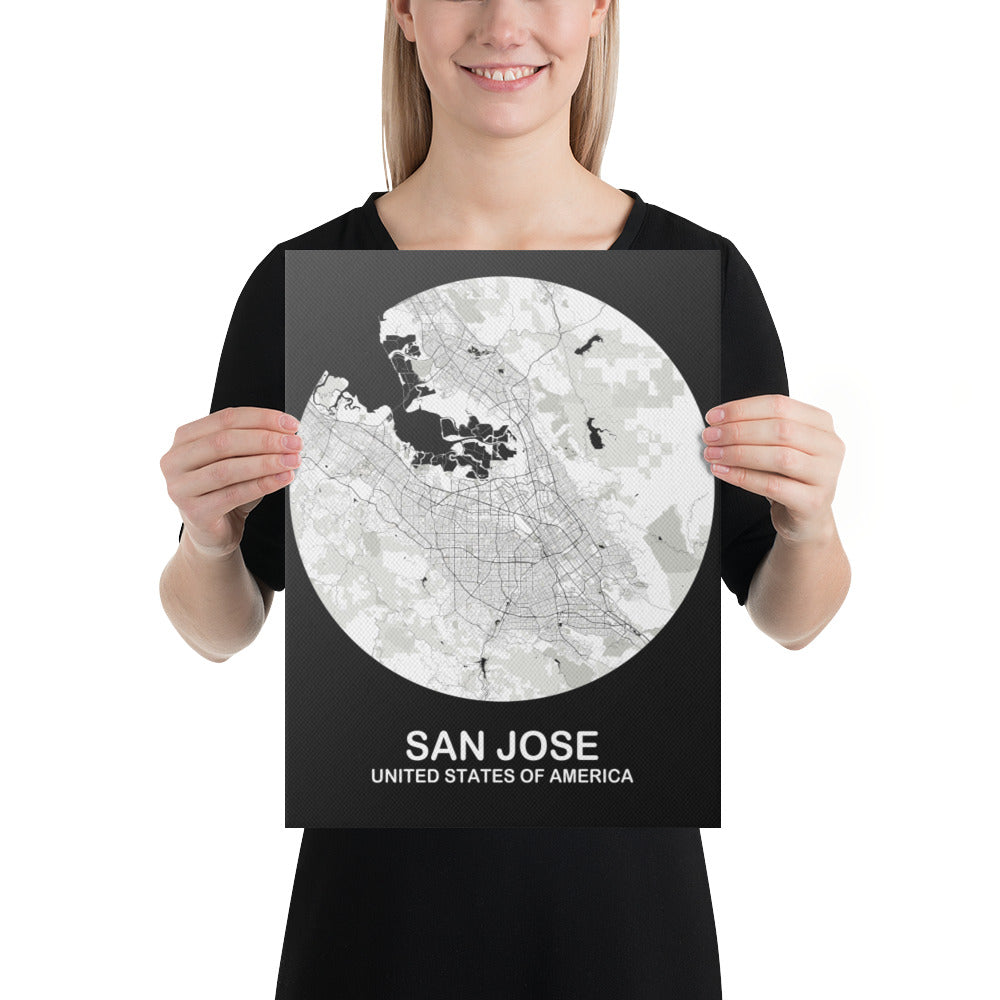 San Jose Circular White Canvas Map