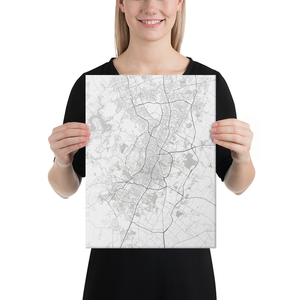 Austin White Canvas Map