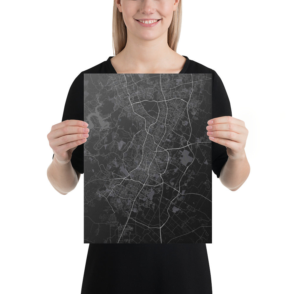 Austin Black Canvas Map