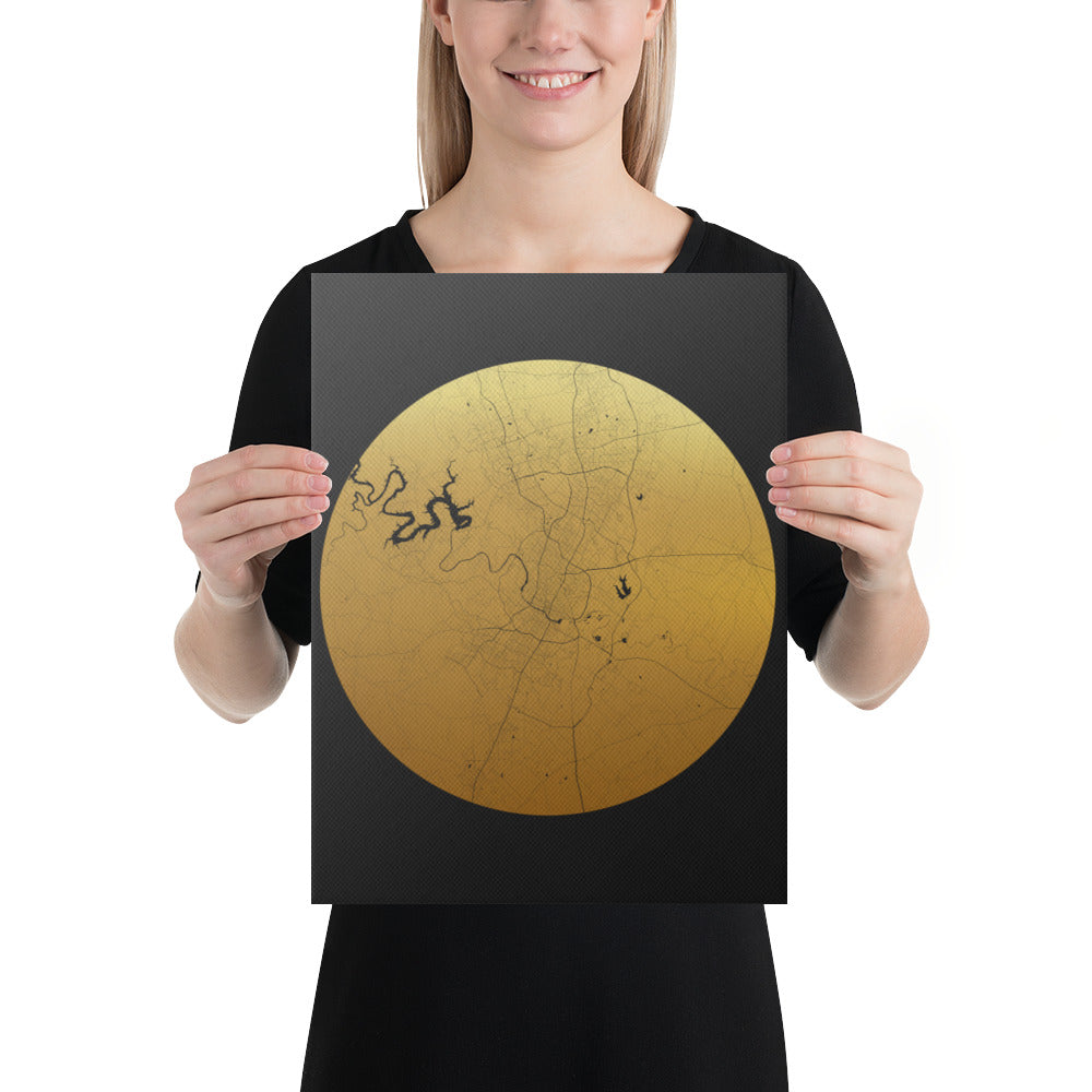 Austin Gold on Black Canvas Map